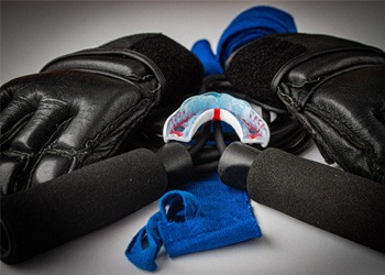 Mouthguard with gloves and a jump rope
