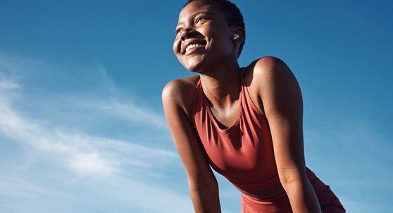 Lady smiles after exercising?